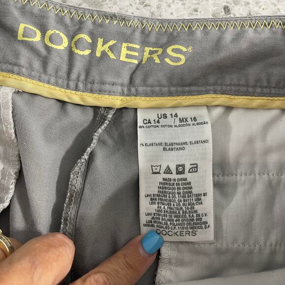 Dockers pants chinos women's 14 gray cotton light wash cropped comfortable - Picture 5 of 15